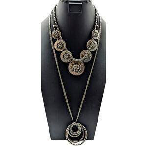 Lot of Three Silver Tone Boho & Chain Necklaces